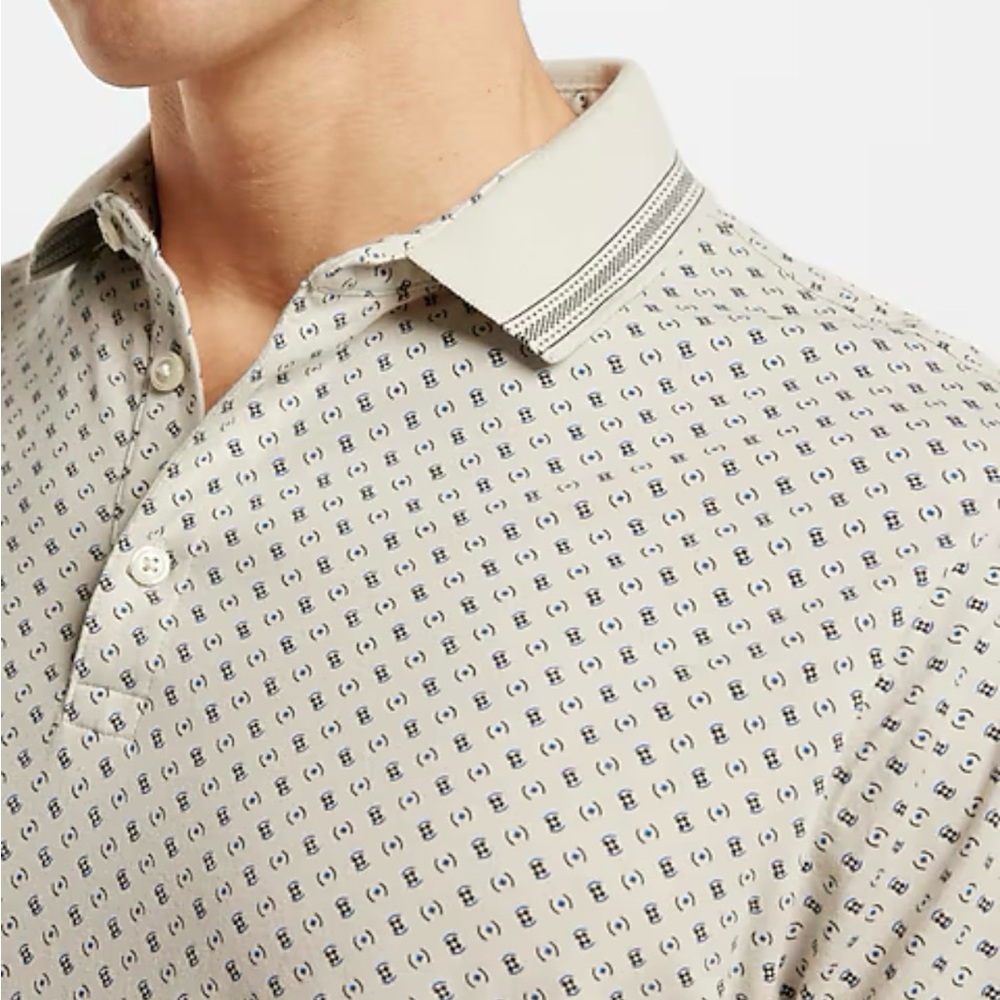 Express Men Geo Print Jersey Polo XS